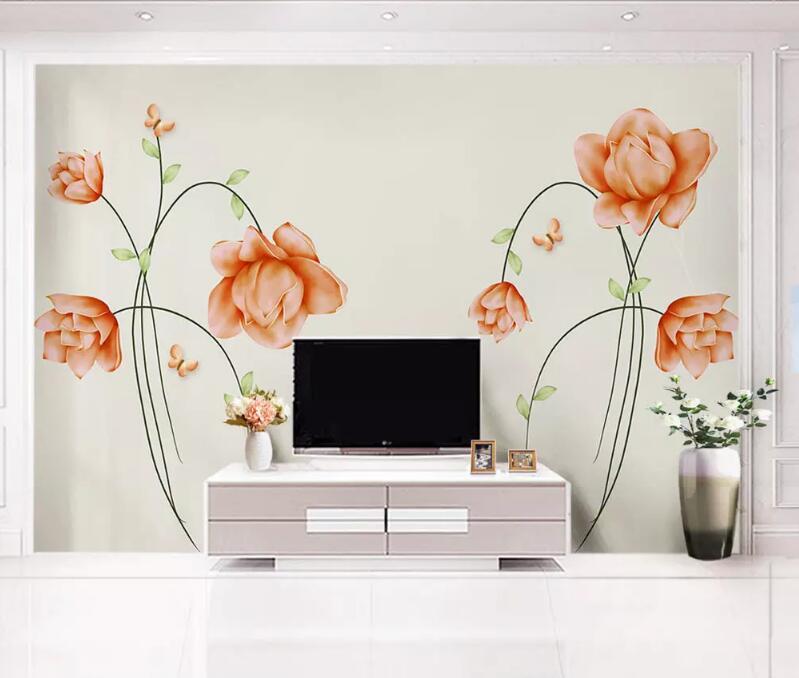 3D Pink Flowers WG54 Wall Murals Wallpaper AJ Wallpaper 2