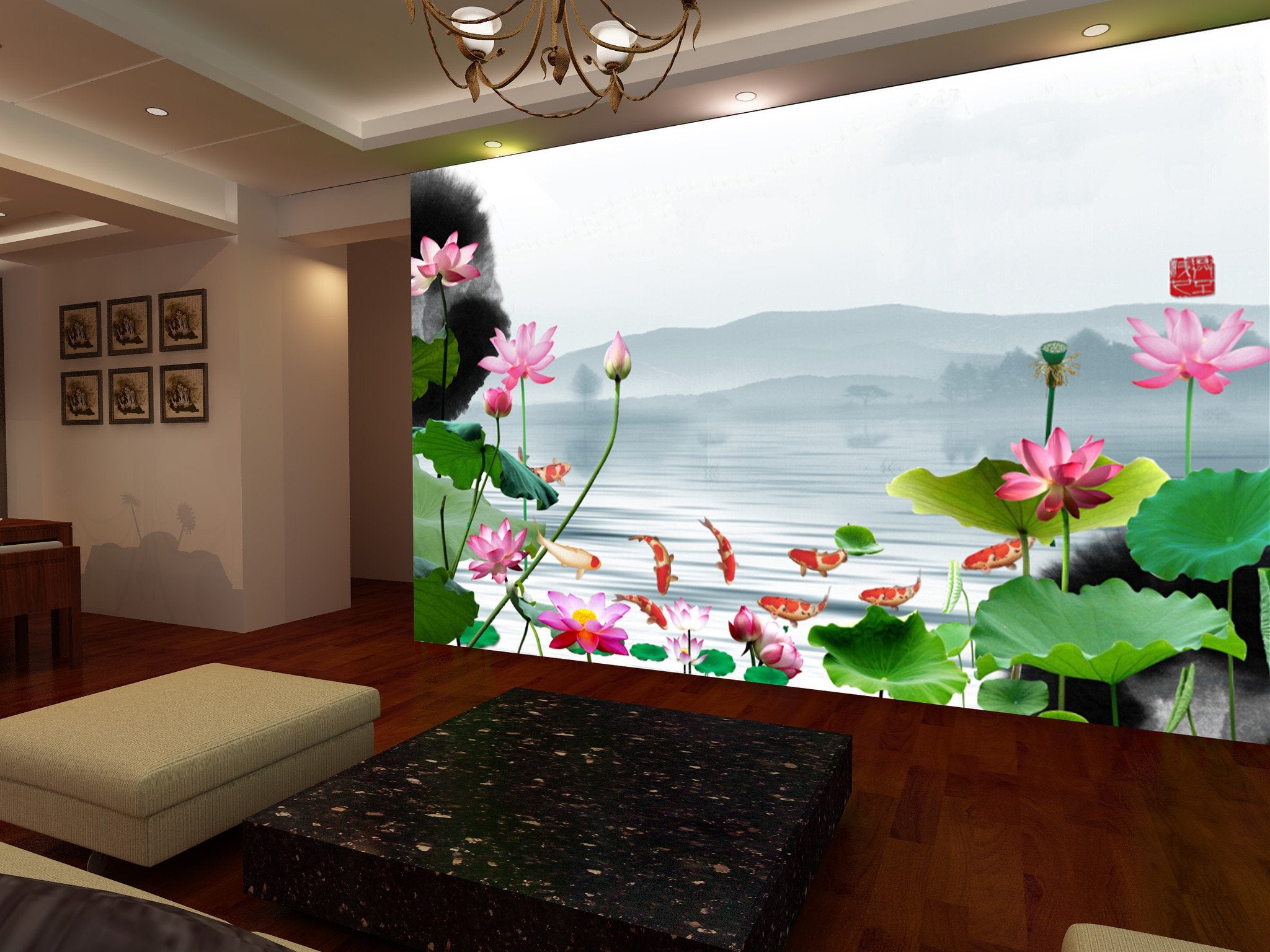 Lotus Goldfish Landscape Wallpaper AJ Wallpaper 2