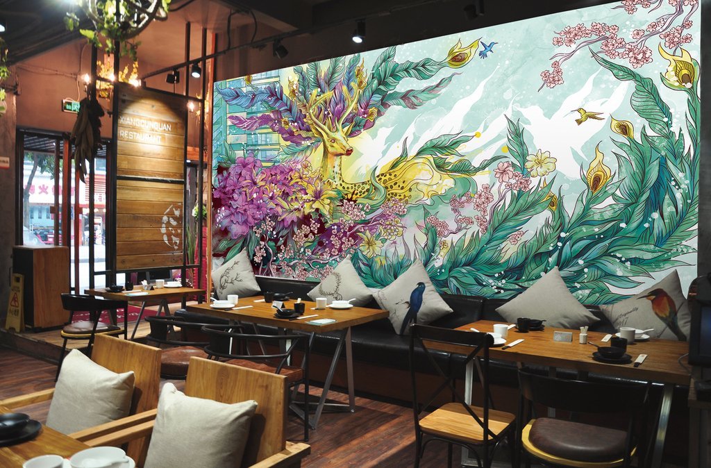 3D Flower Elk 455 Wall Murals Wallpaper AJ Wallpaper 2