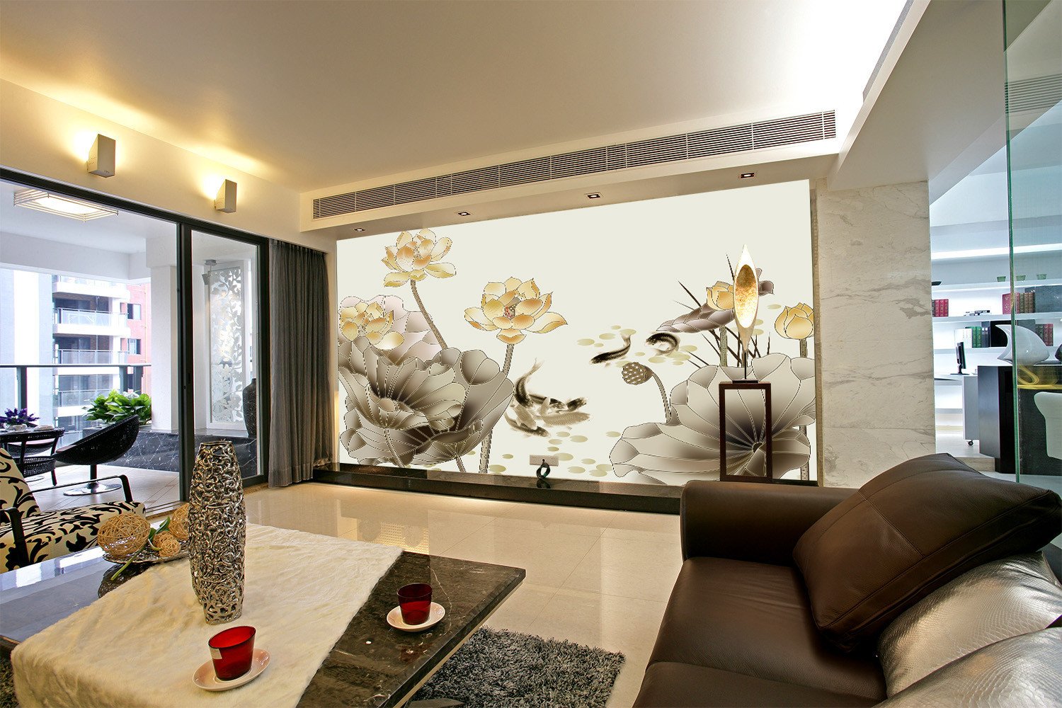 Poetic Lotus And Fish Wallpaper AJ Wallpaper 1