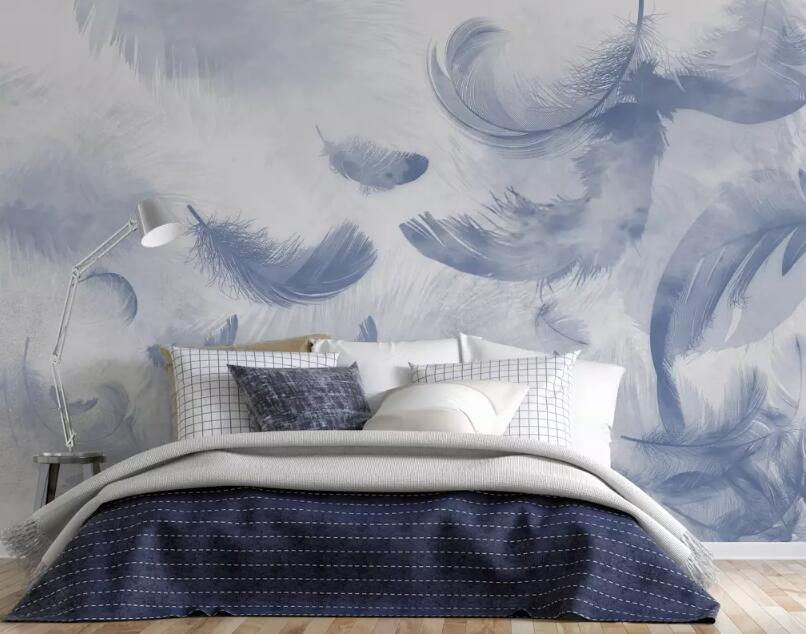 3D Gray Feather WG85 Wall Murals Wallpaper AJ Wallpaper 2