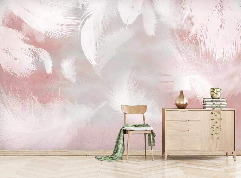 3D Pink Feather WG97 Wall Murals Wallpaper AJ Wallpaper 2