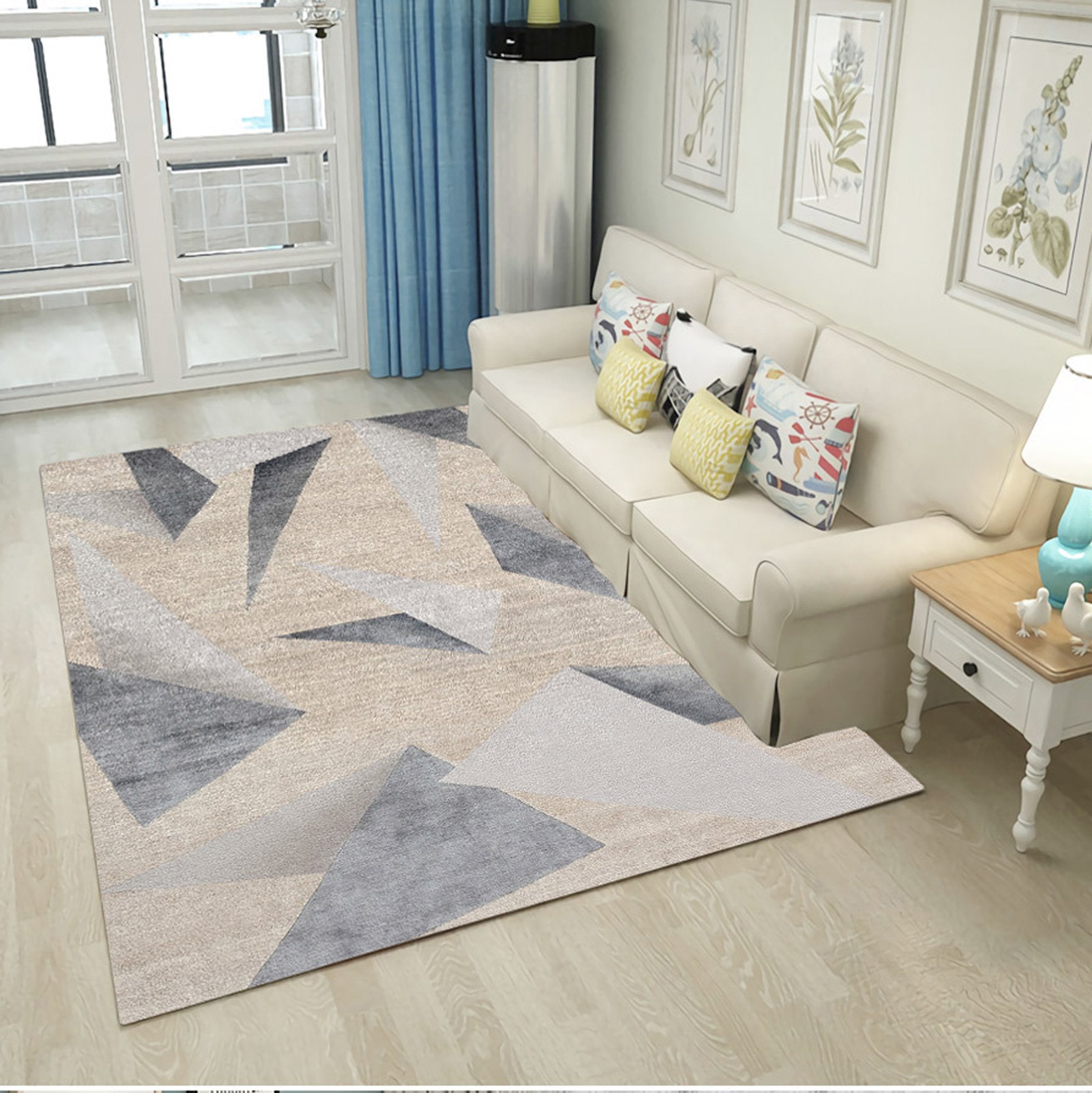 3D Gray Yellow Triangle WG031 Non Slip Rug Mat Mat AJ Creativity Home