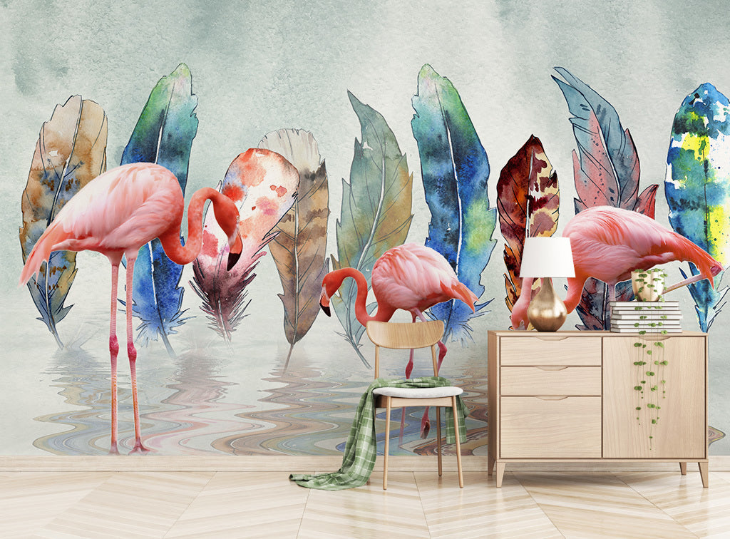 3D Flamingo River WG197 Wall Murals