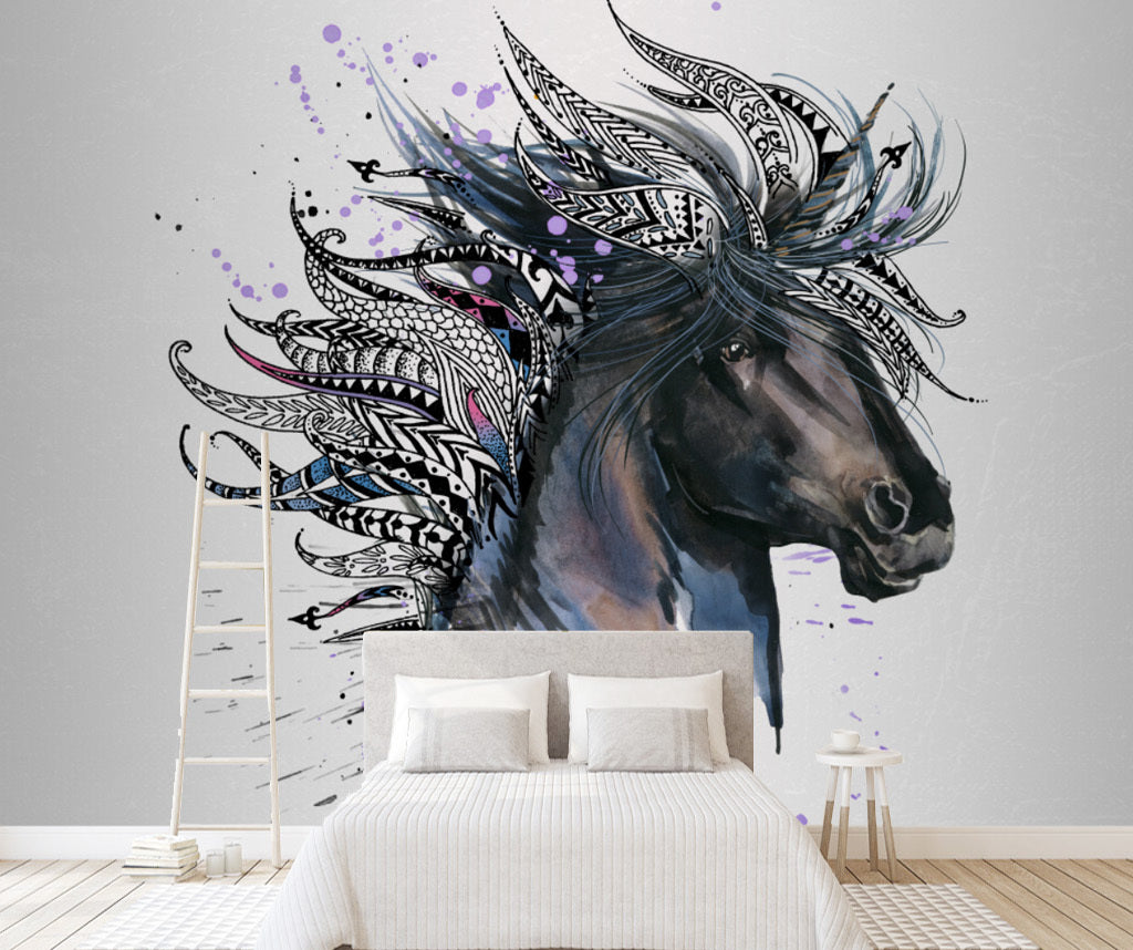 3D Watercolor Horse WG334 Wall Murals