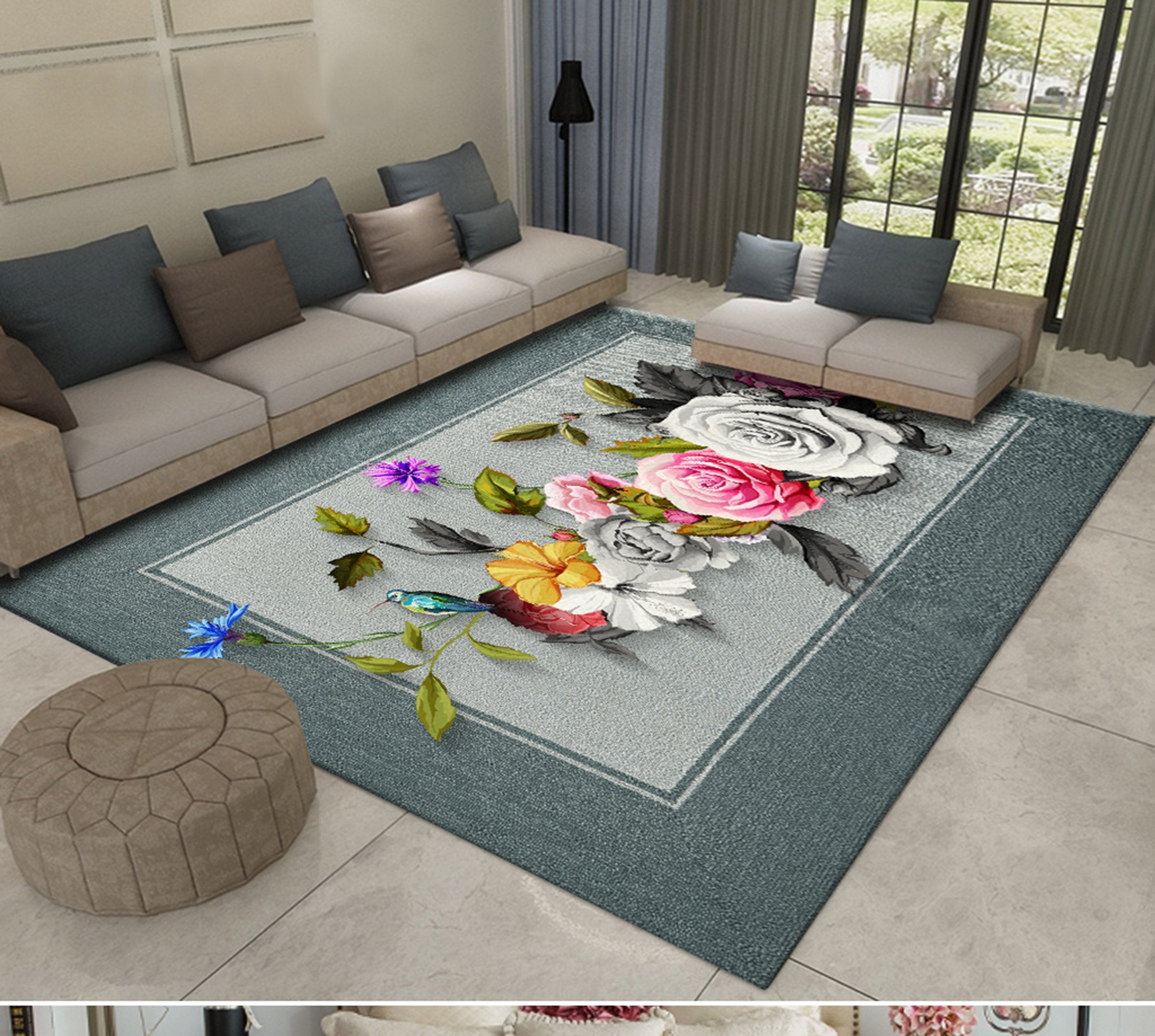 3D Flower Bird WG470 Non Slip Rug Mat Mat AJ Creativity Home