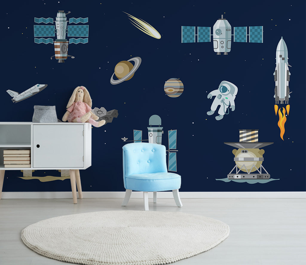 3D Astronaut Aircraft WC076 Wall Murals