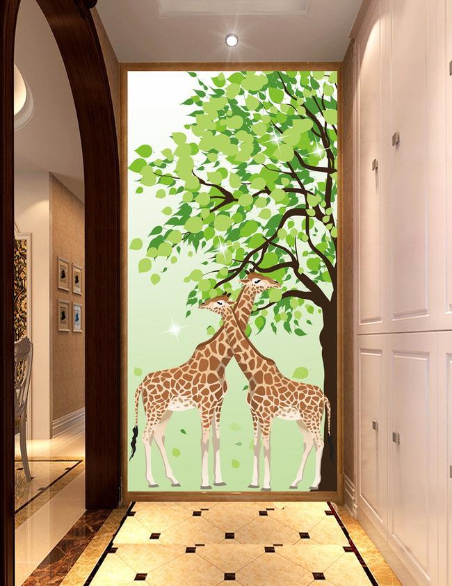 3D Giraffe Leaves 617 Wall Murals Wallpaper AJ Wallpaper 2