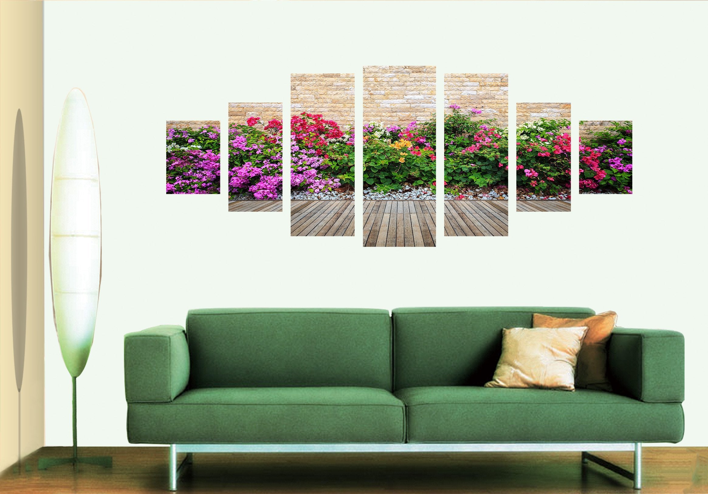 3D Row Of Flowers 057 Unframed Print Wallpaper Wallpaper AJ Wallpaper