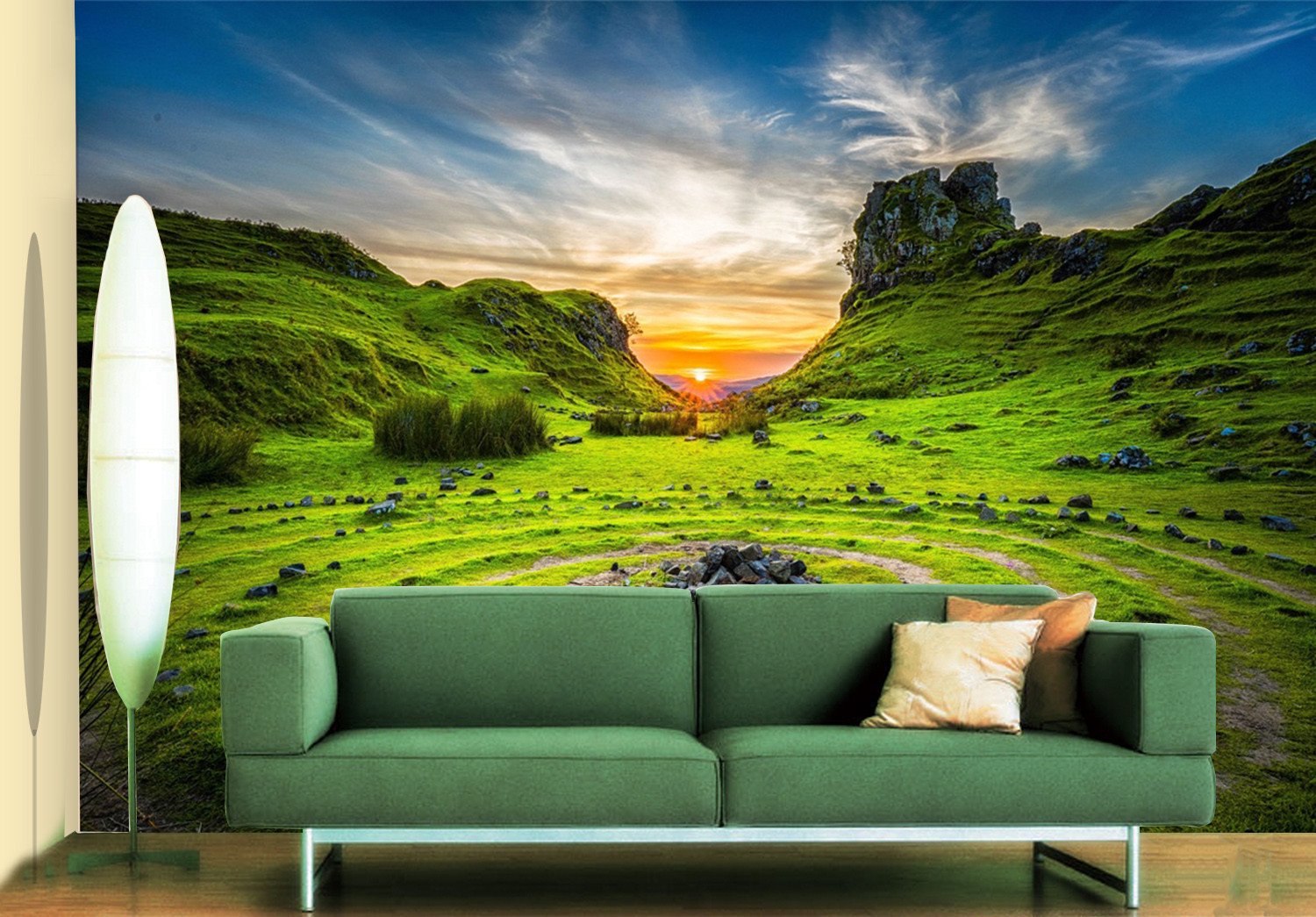 3D Green Grassland Sky 083 Wallpaper AJ Wallpaper