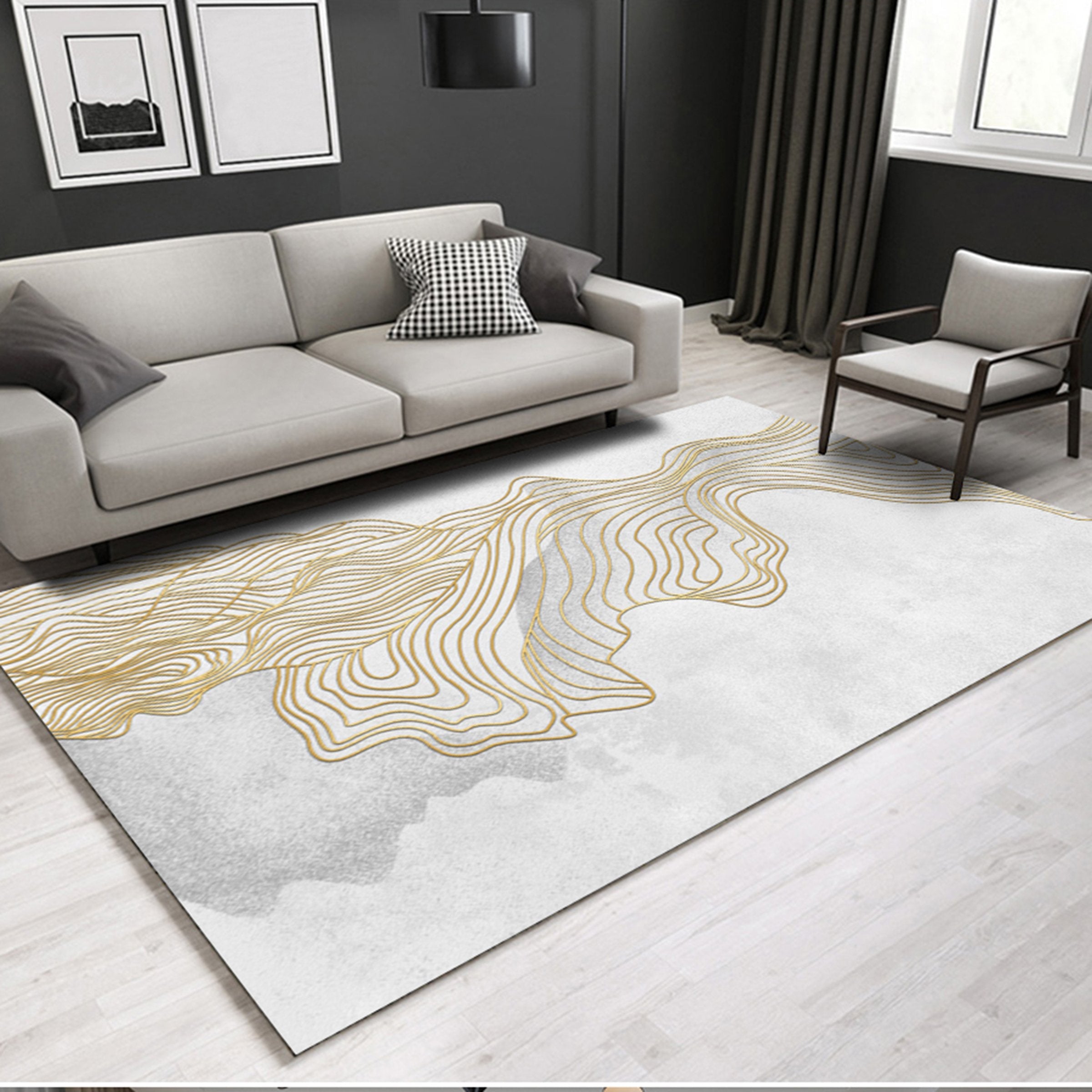 3D Golden Lines WG244 Non Slip Rug Mat Mat AJ Creativity Home