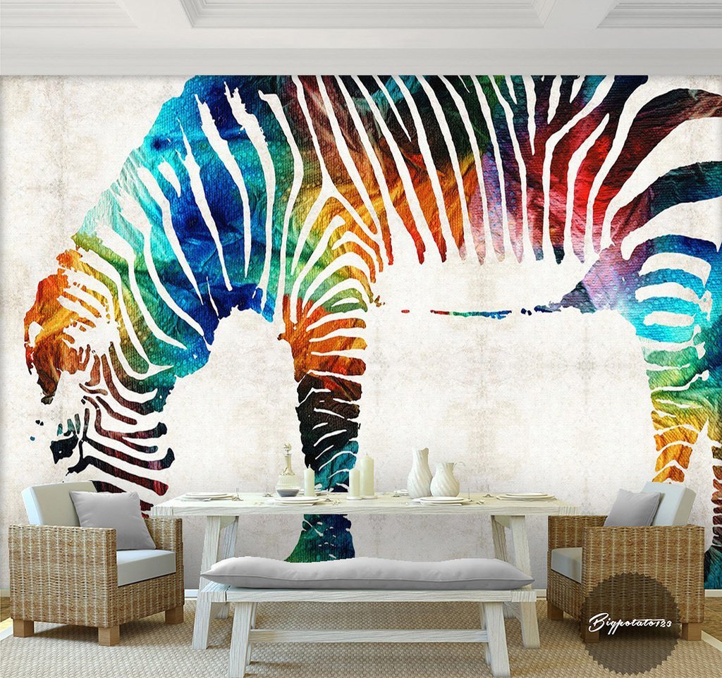 3D Color Zebra 568 Wall Murals Wallpaper AJ Wallpaper 2