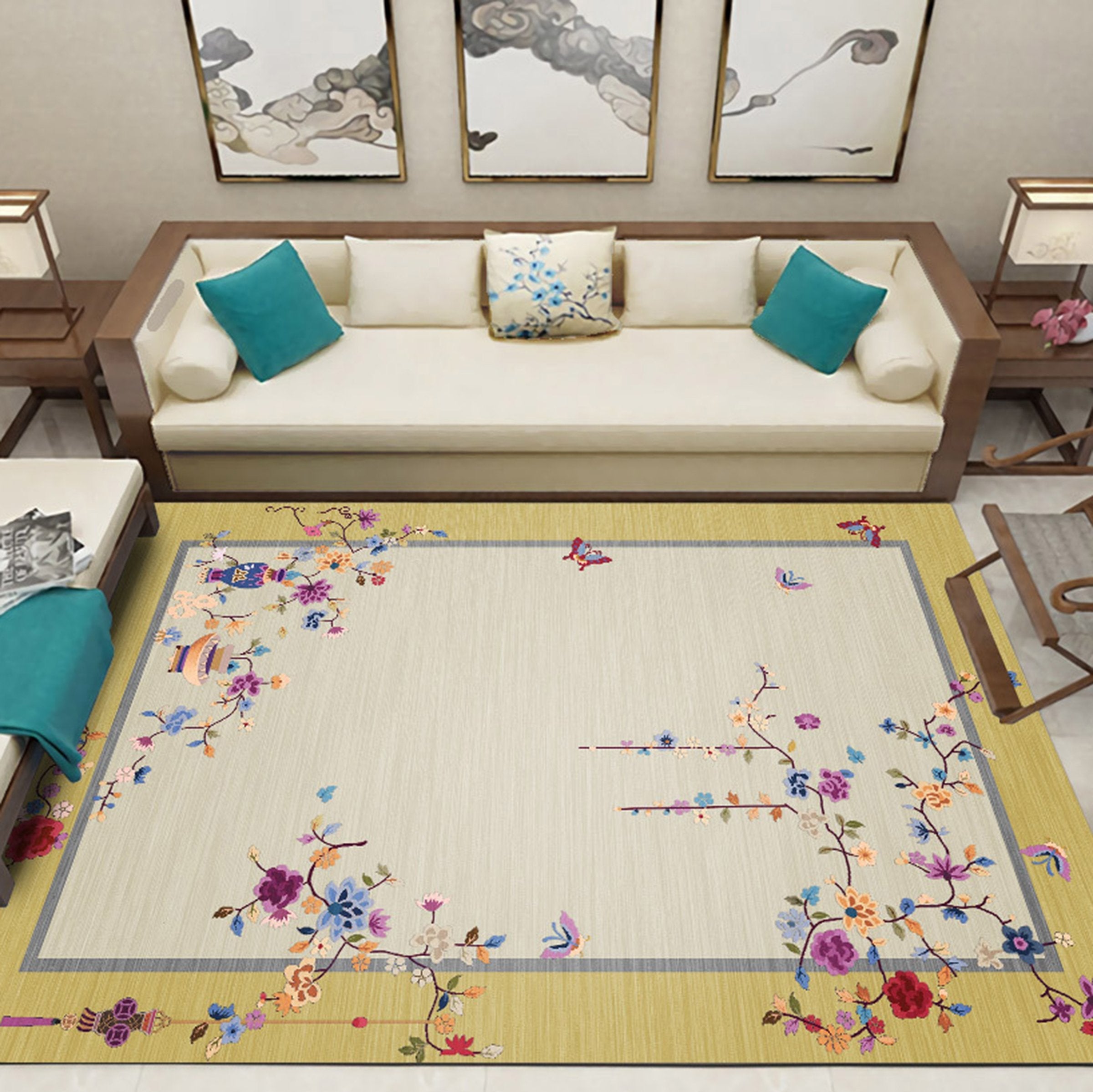 3D Flower Vase WG314 Non Slip Rug Mat Mat AJ Creativity Home