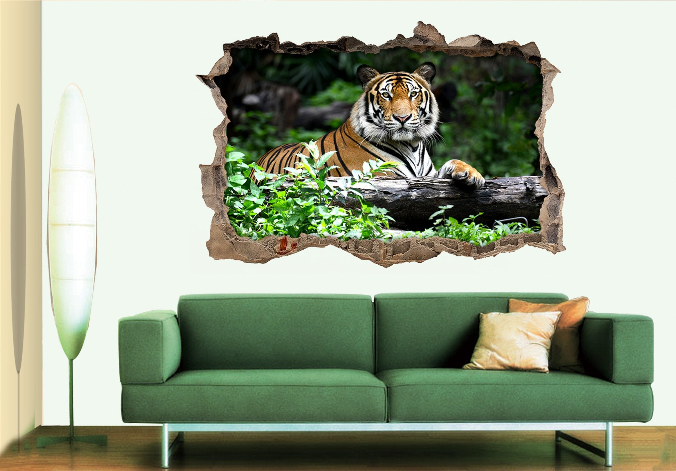 3D Resting Tiger 033 Broken Wall Murals Wallpaper AJ Wallpaper