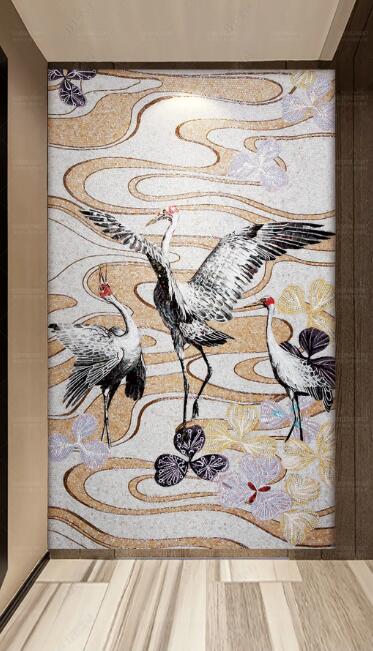 3D White Crane WC277 Wall Murals