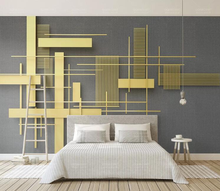 3D Golden Geometry WC133 Wall Murals