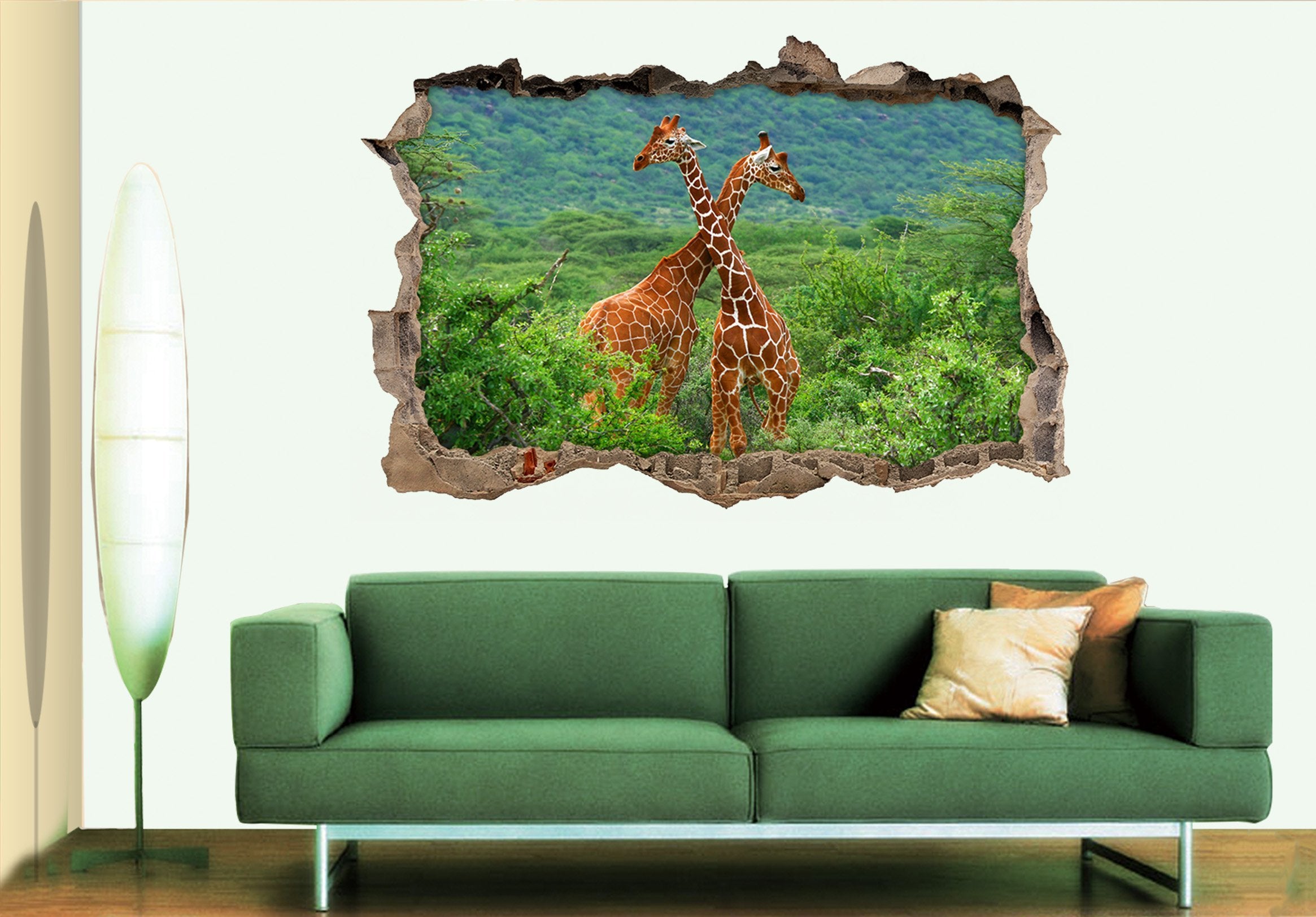 3D Forest Tall Giraffes 300 Broken Wall Murals Wallpaper AJ Wallpaper