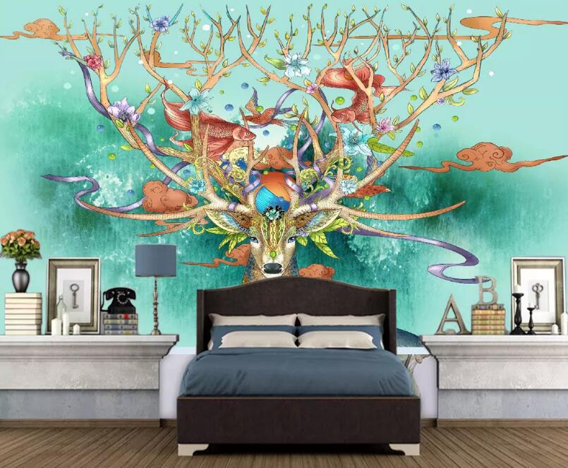 3D Goldfish Deer WG1045 Wall Murals