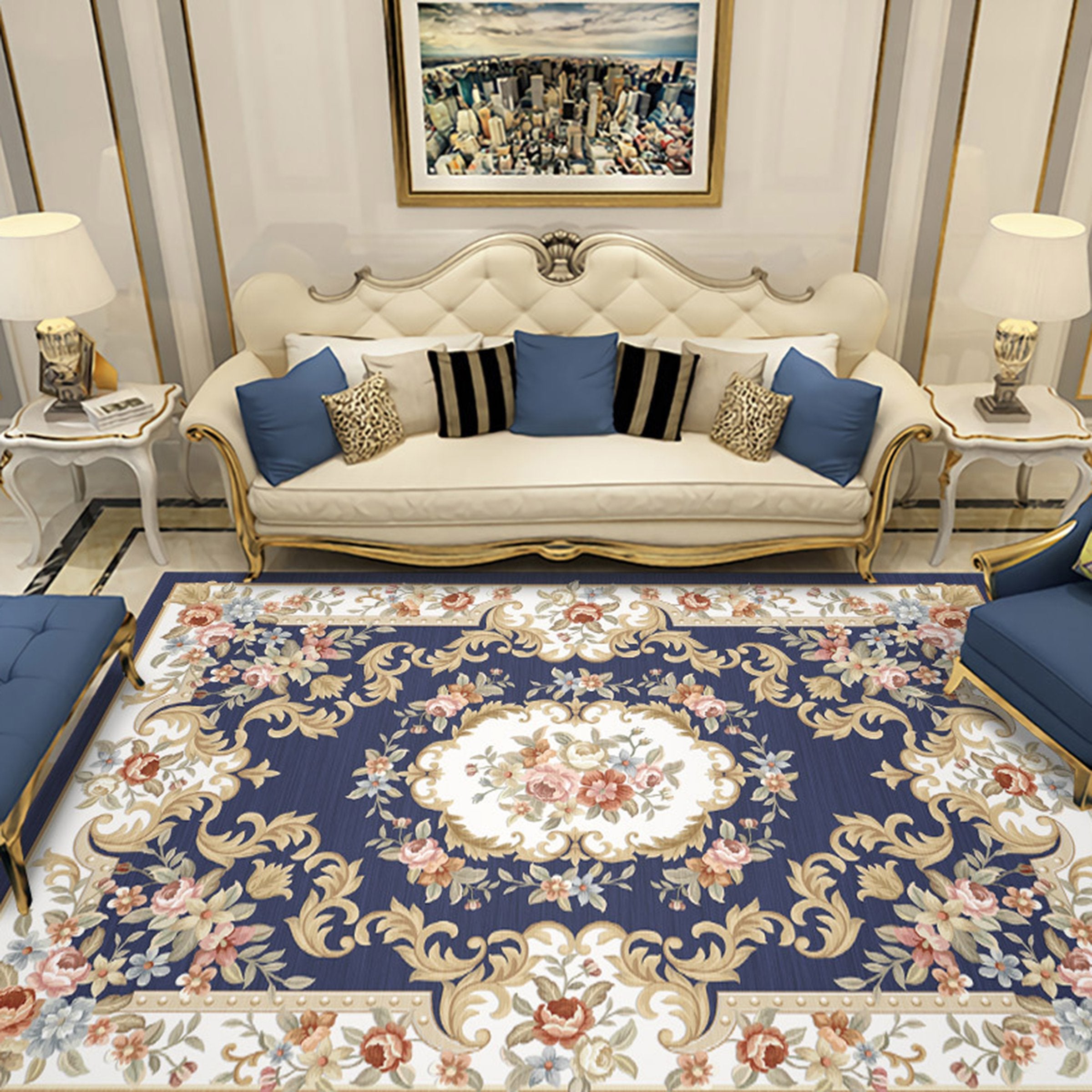 3D Blue Flower WG401 Non Slip Rug Mat Mat AJ Creativity Home