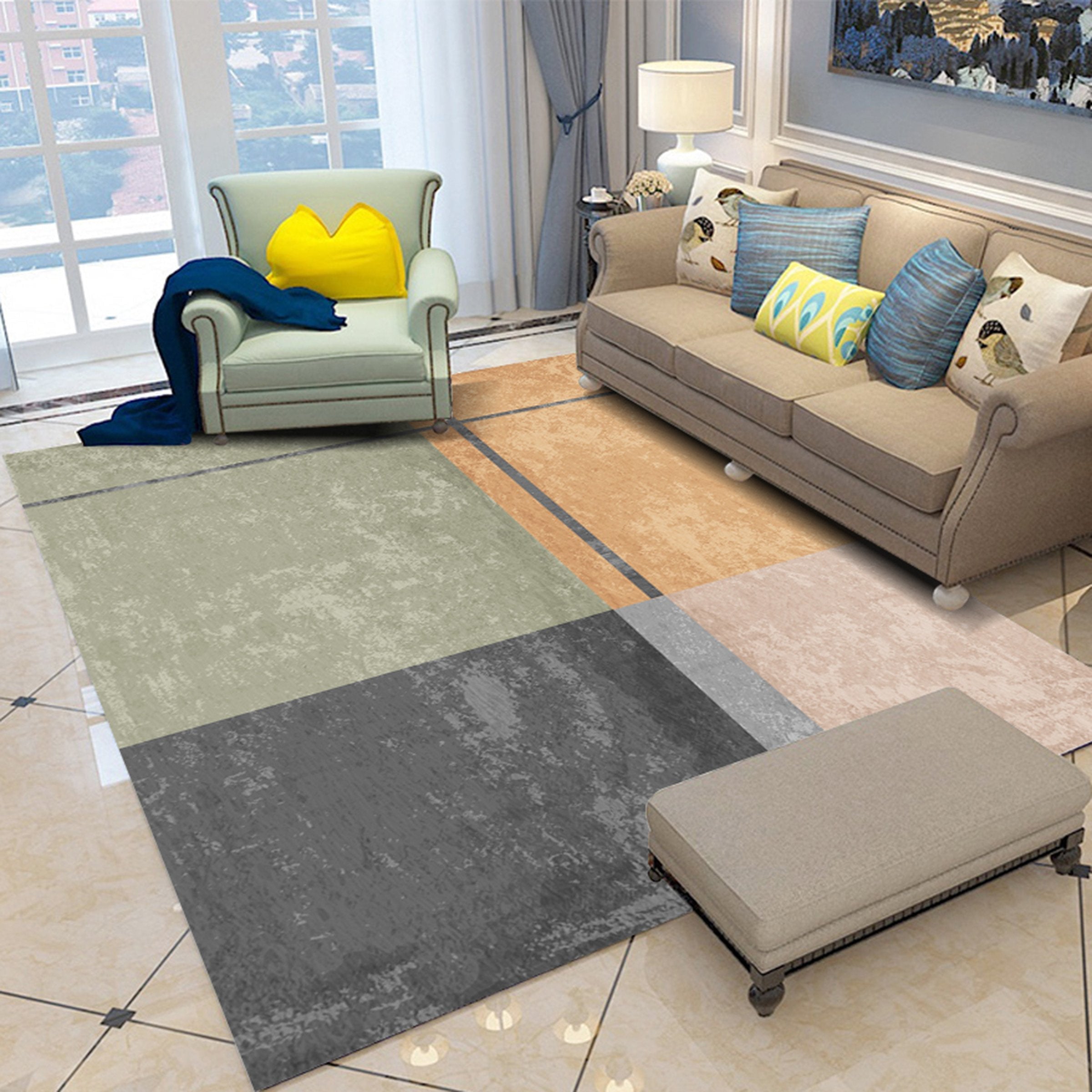 3D Color Geometry WG090 Non Slip Rug Mat Mat AJ Creativity Home