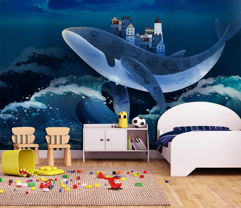 3D Whale House WG421 Wall Murals
