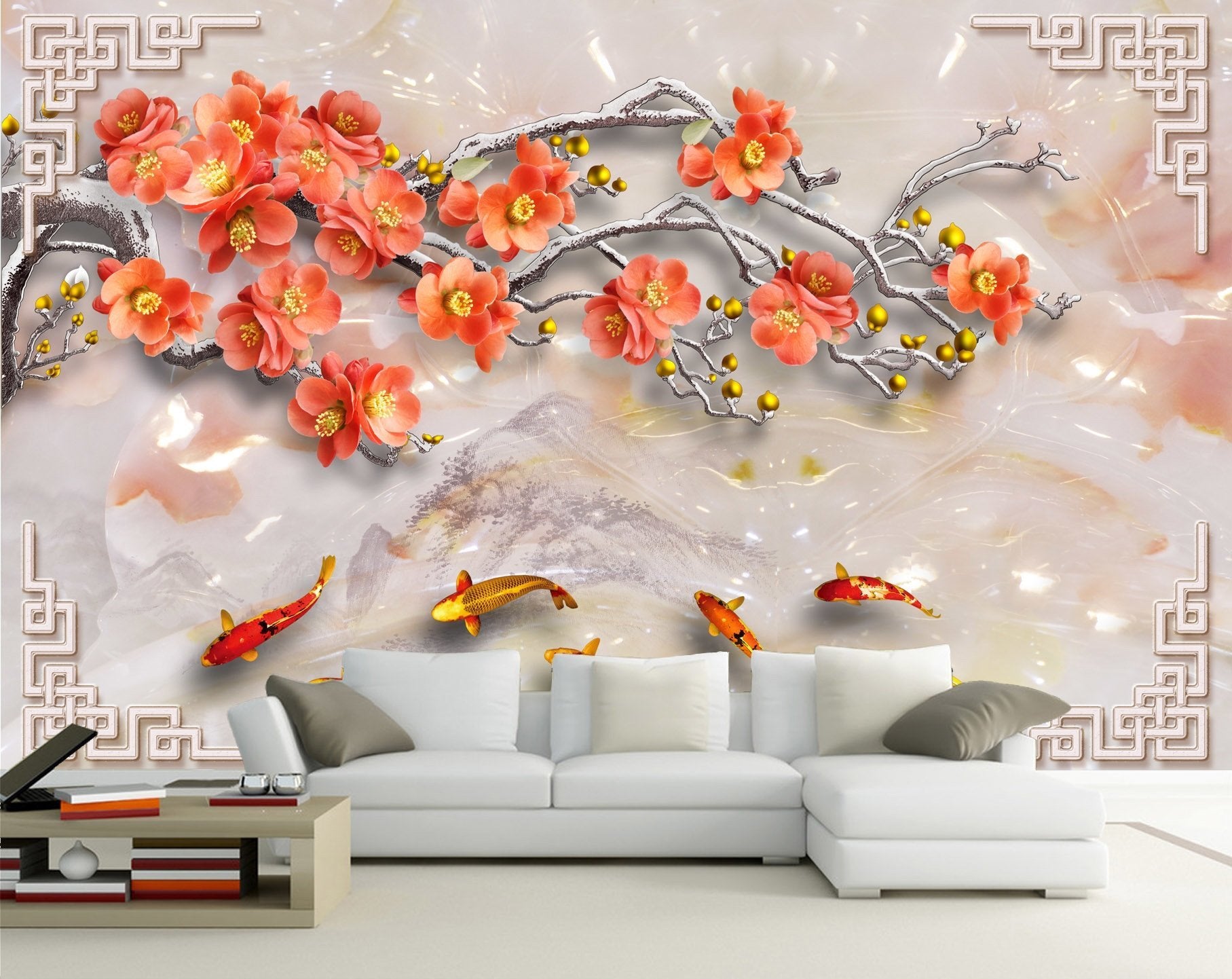 3D Jade Carving Safflower 321 Wallpaper AJ Wallpaper