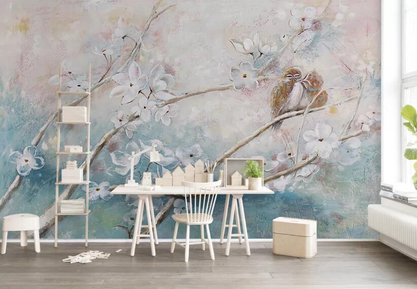 3D White Flowers 300 Wall Murals Wallpaper AJ Wallpaper 2