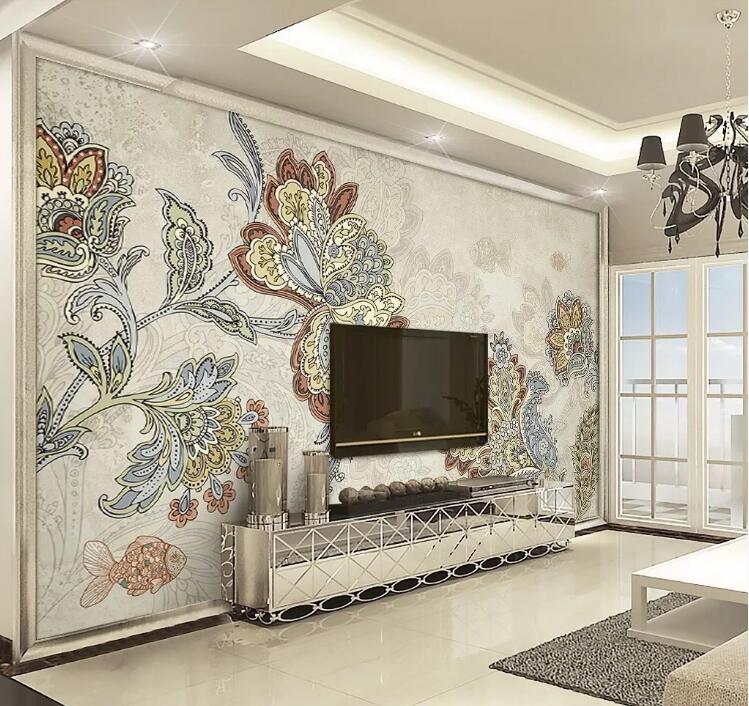 3D Colored Flowers WG09 Wall Murals Wallpaper AJ Wallpaper 2