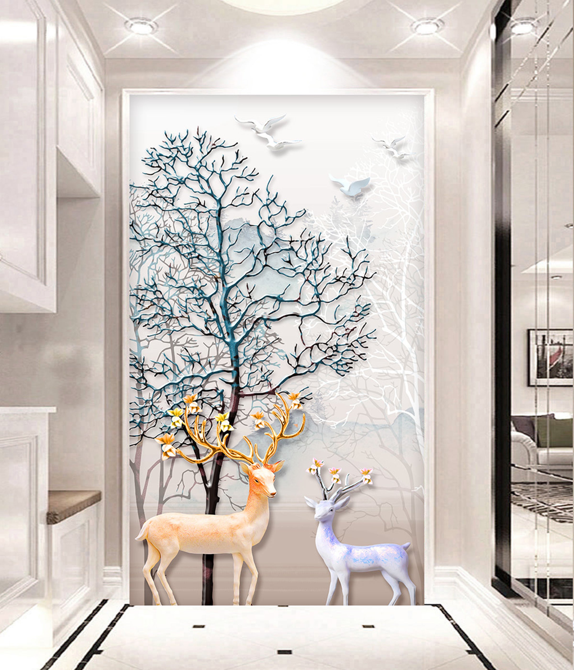 3D Pigeon Deer WG020 Wall Murals