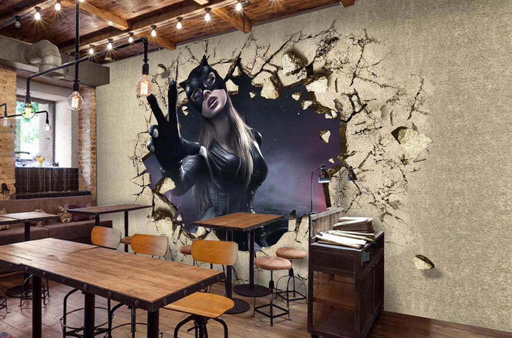 3D Masked Woman WG096 Wall Murals