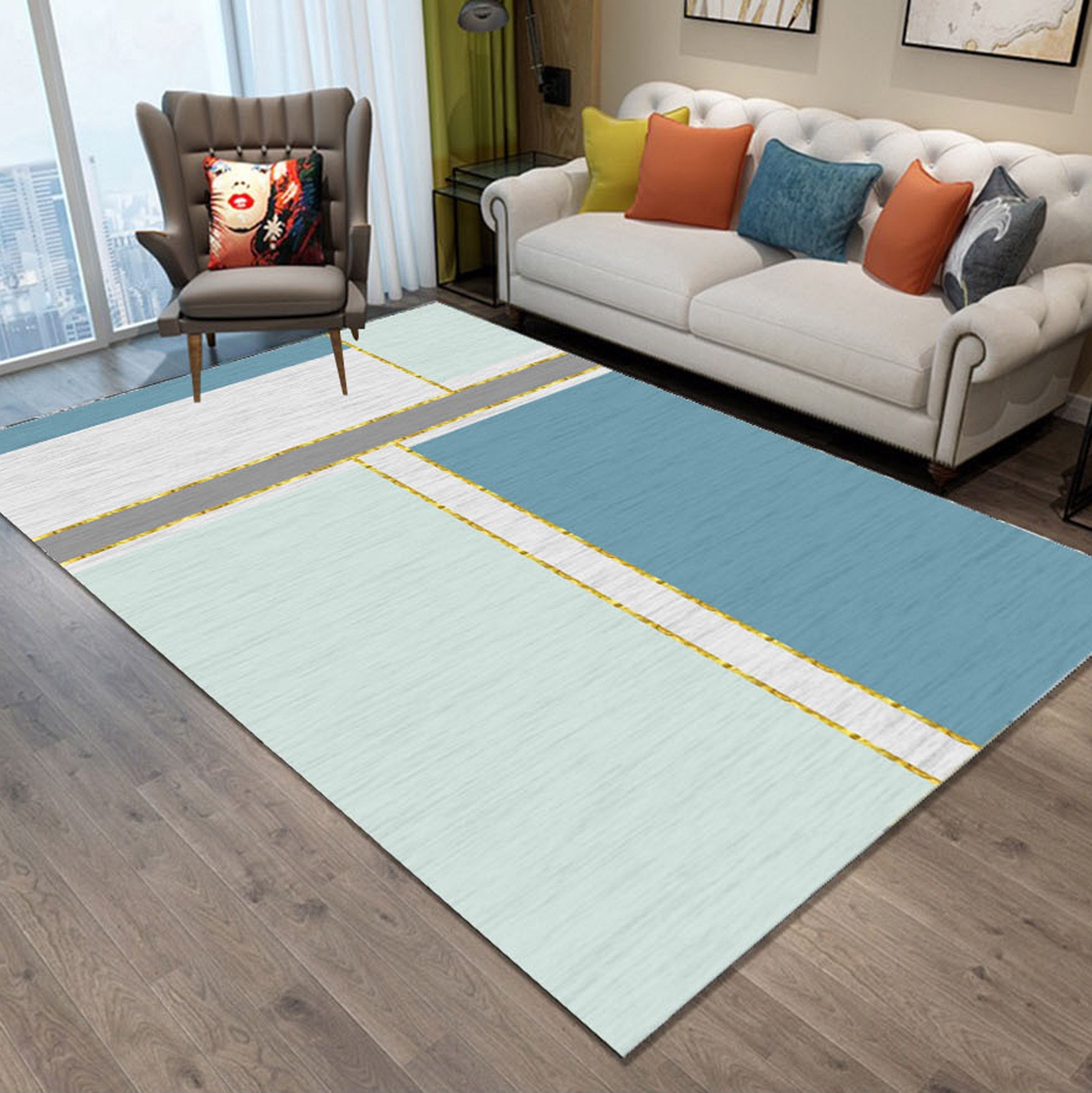 3D Color Geometry WG471 Non Slip Rug Mat Mat AJ Creativity Home