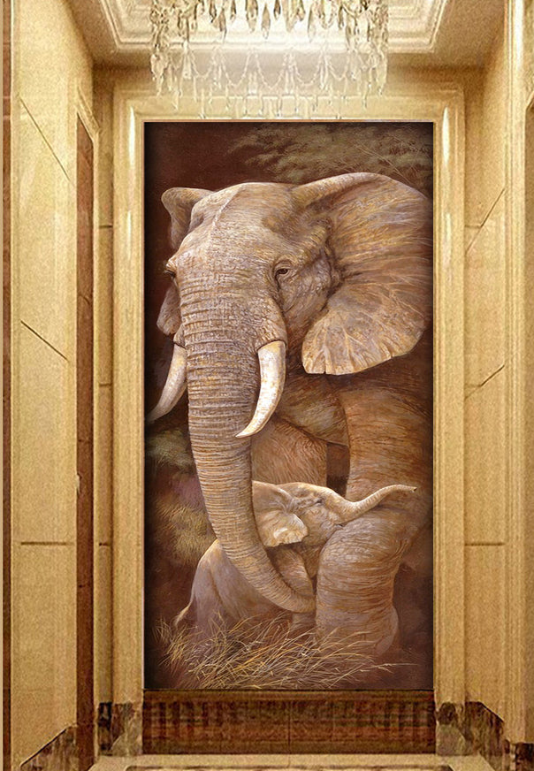 3D Embossed Elephant WG155 Wall Murals