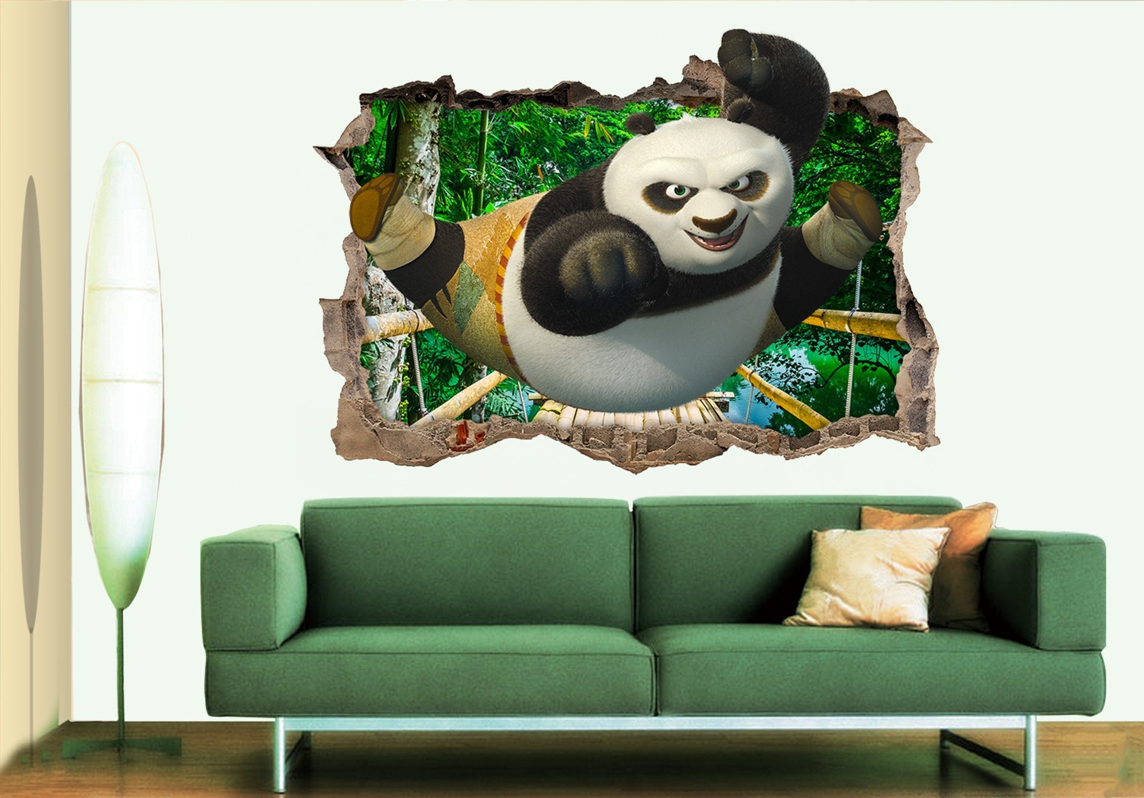 3D Kung Fu Panda 34 Broken Wall Murals Wallpaper AJ Wallpaper