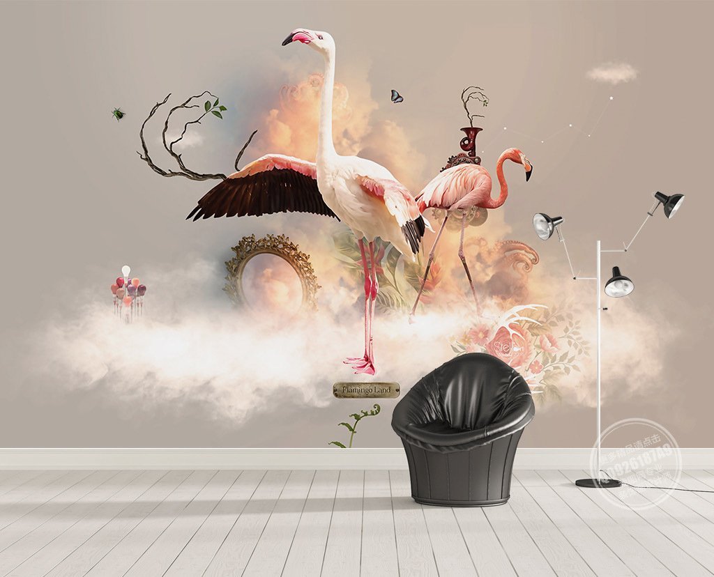 3D Flamingo 429 Wall Murals Wallpaper AJ Wallpaper 2