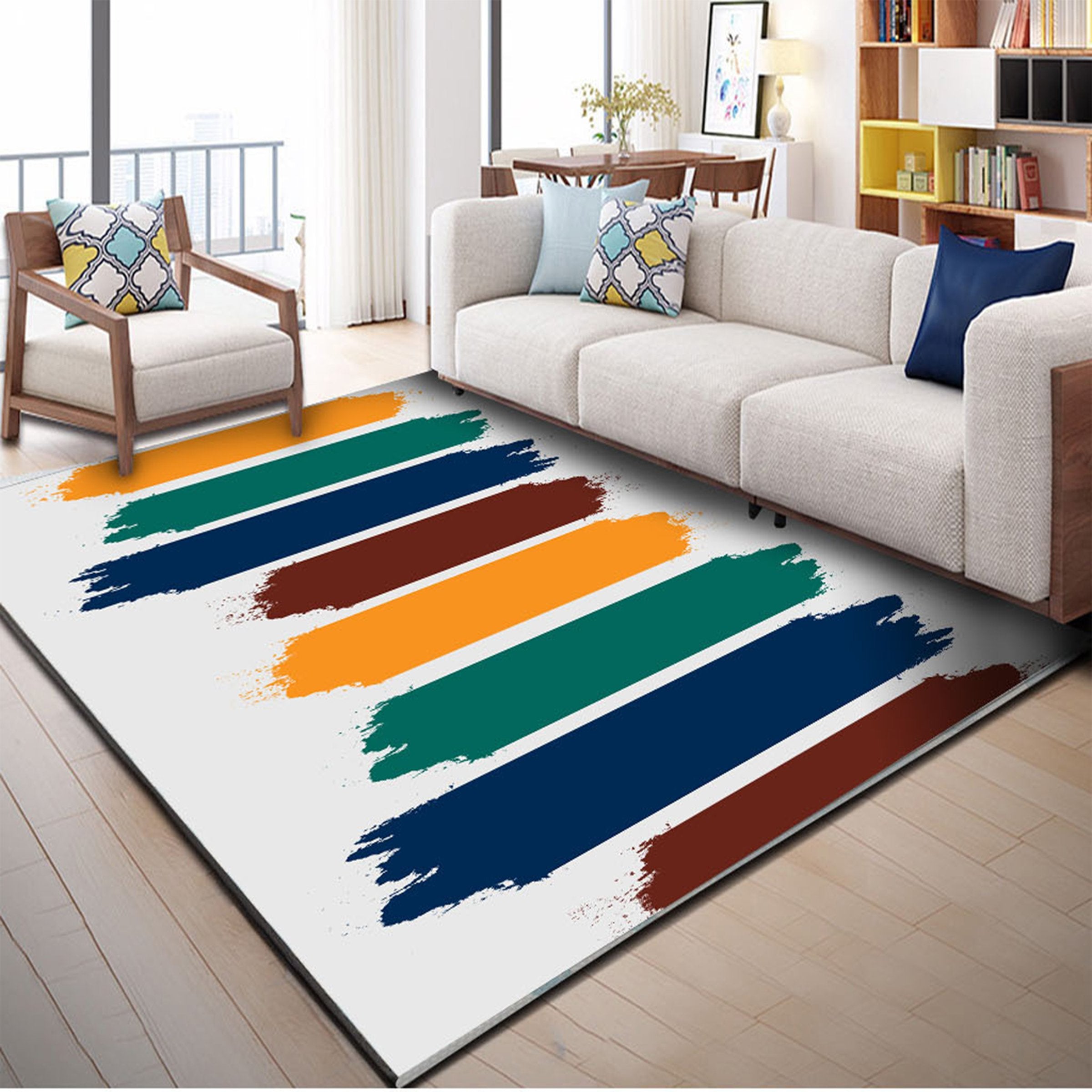 3D Colored Lines WG112 Non Slip Rug Mat Mat AJ Creativity Home