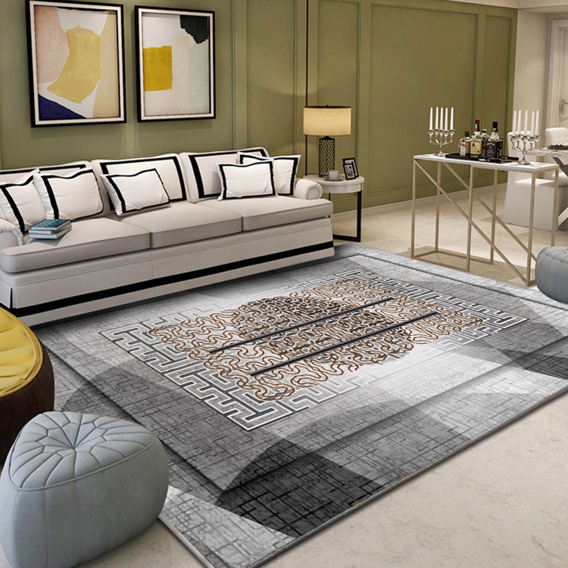 3D Gray Stripe WG094 Non Slip Rug Mat Mat AJ Creativity Home