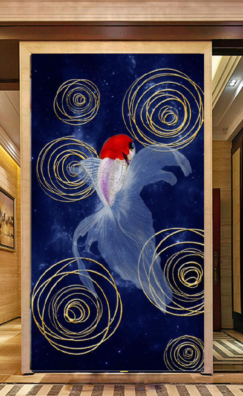 3D White Goldfish WG168 Wall Murals