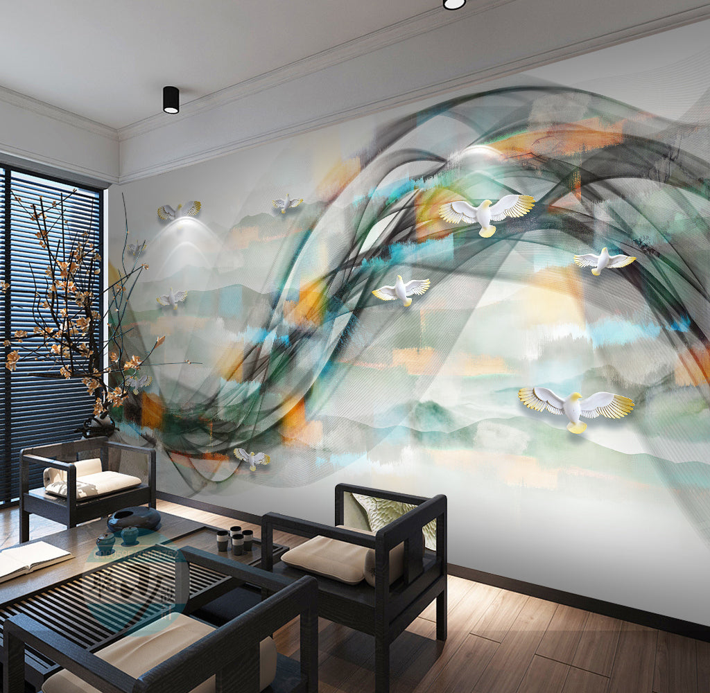 3D White Pigeon WG348 Wall Murals