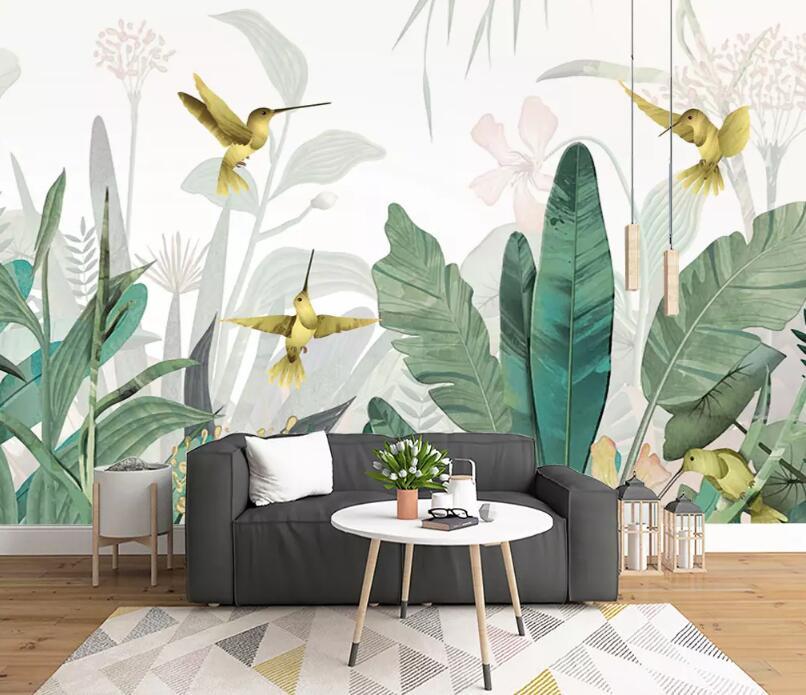 3D Bird Leaves WG31 Wall Murals Wallpaper AJ Wallpaper 2