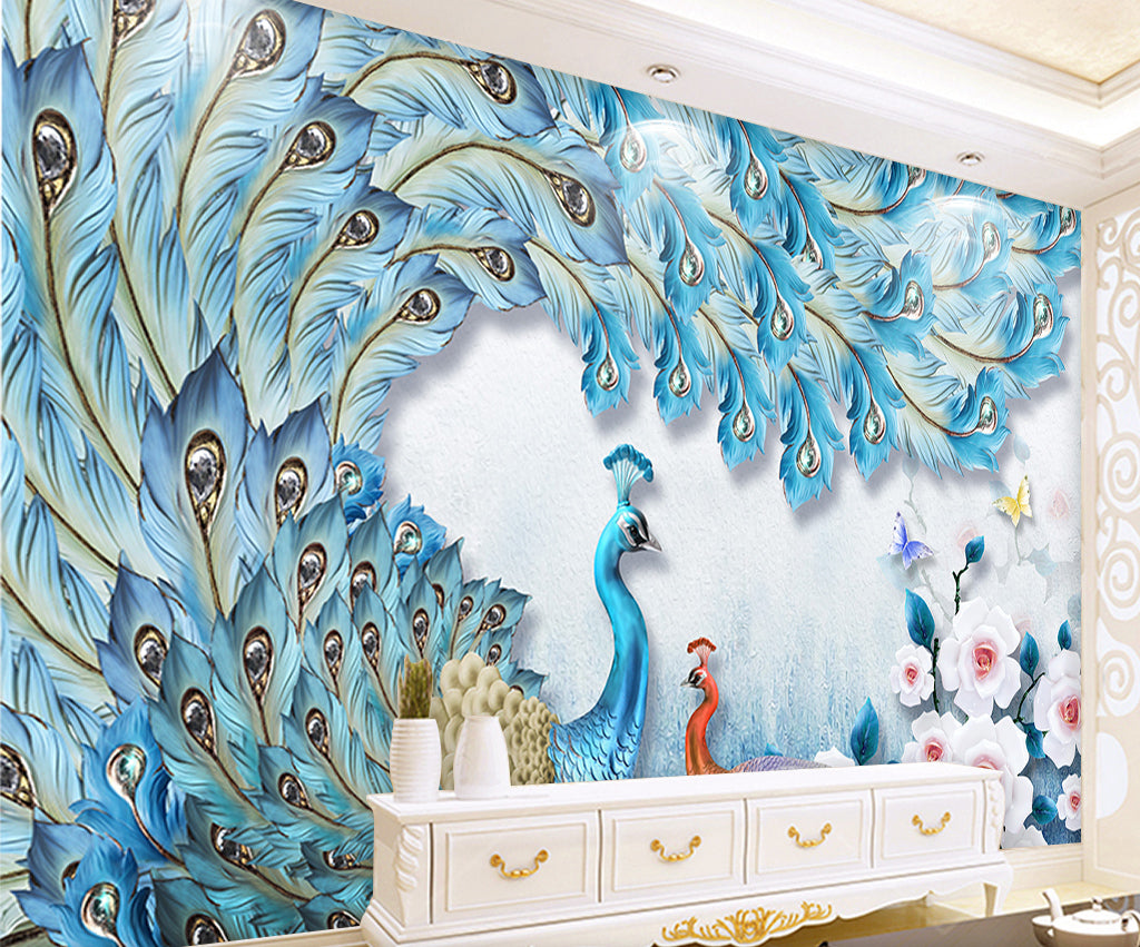 3D Peacock Flower WG255 Wall Murals