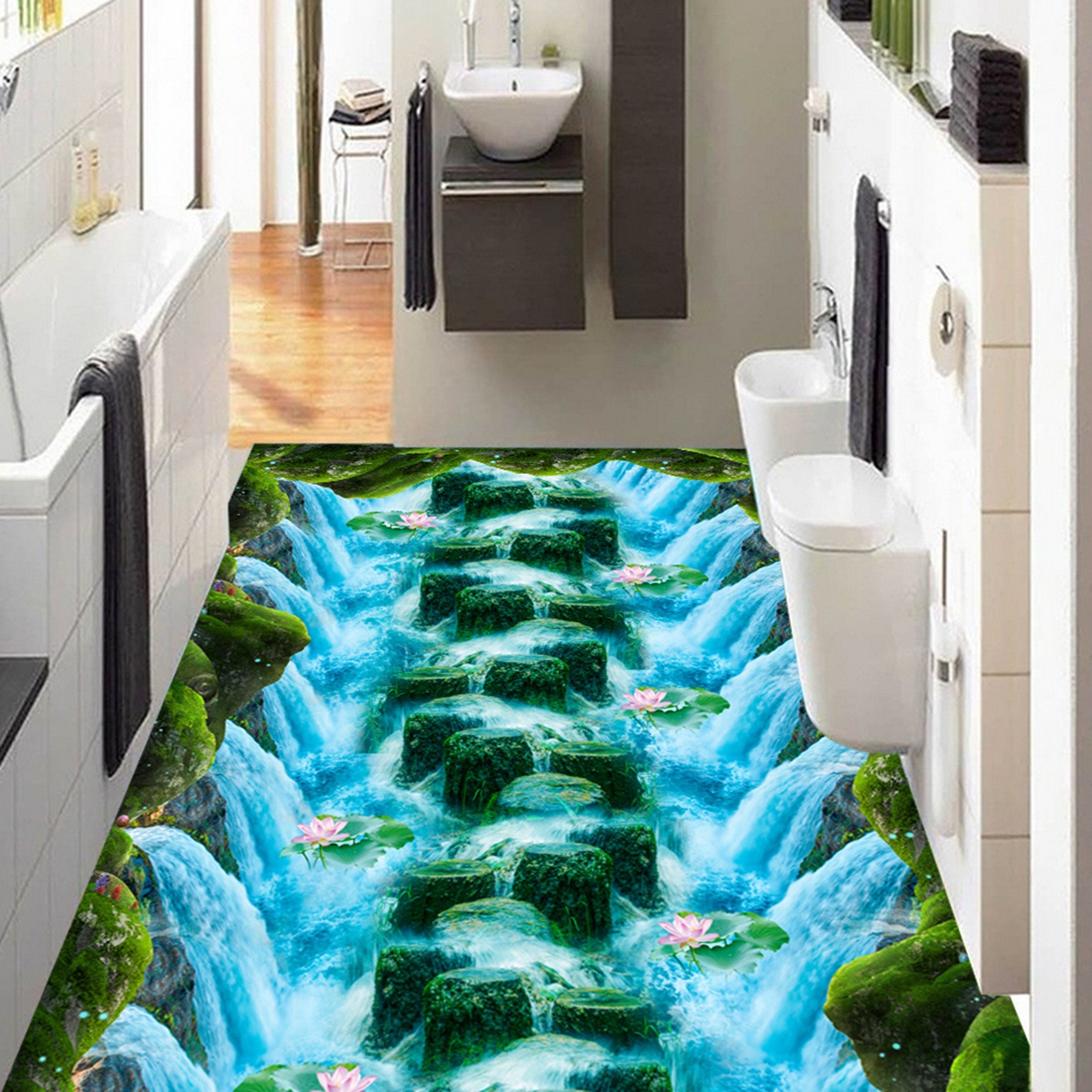 3D Water Flower WG463 Floor Mural Wallpaper AJ Wallpaper 2