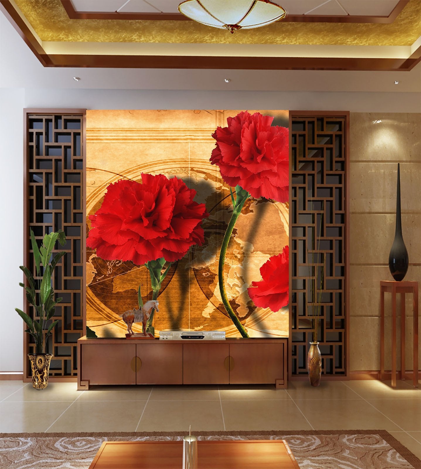 Red Carnations And Map Wallpaper AJ Wallpaper