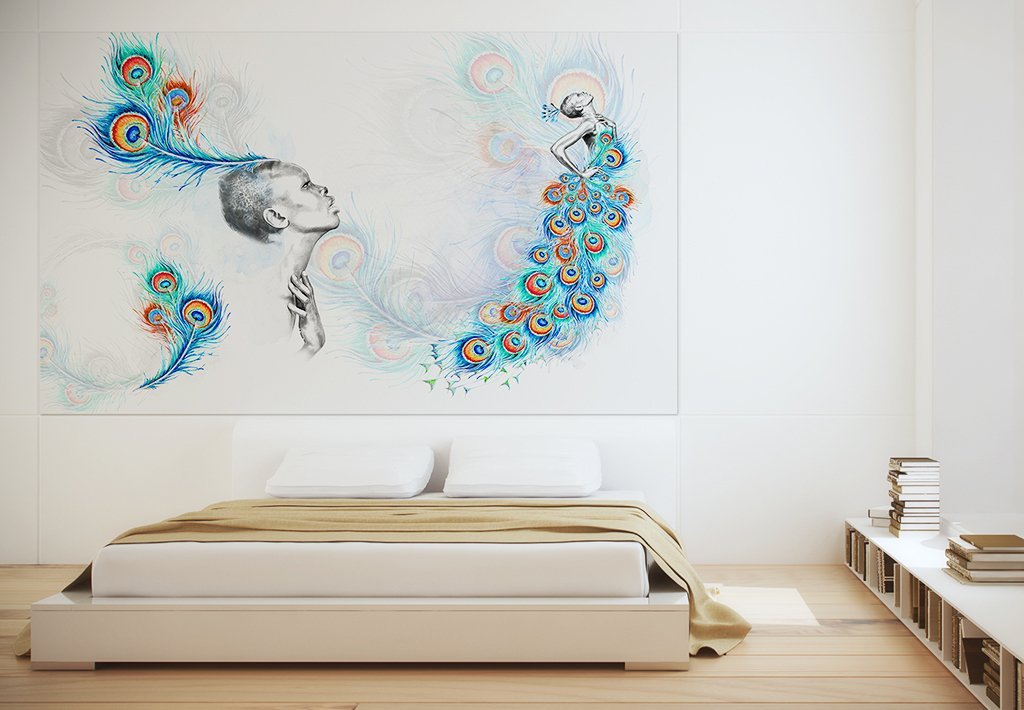 3D Peacock Male 333 Wall Murals Wallpaper AJ Wallpaper 2