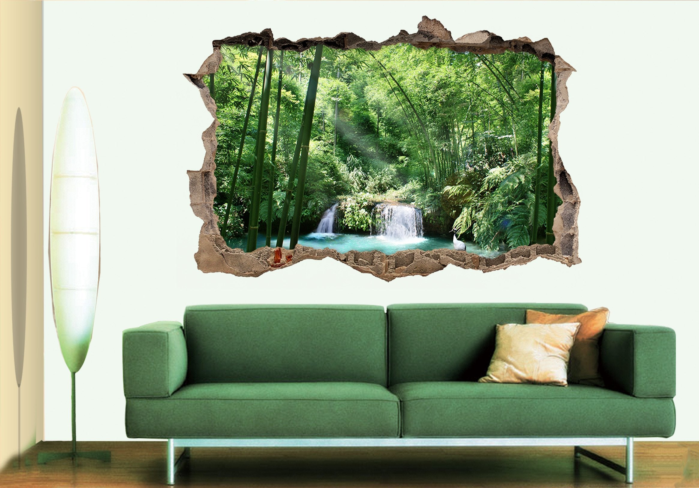 3D Bamboo Forest Lake 328 Broken Wall Murals Wallpaper AJ Wallpaper