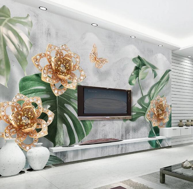 3D Diamond Flower 361 Wall Murals Wallpaper AJ Wallpaper 2