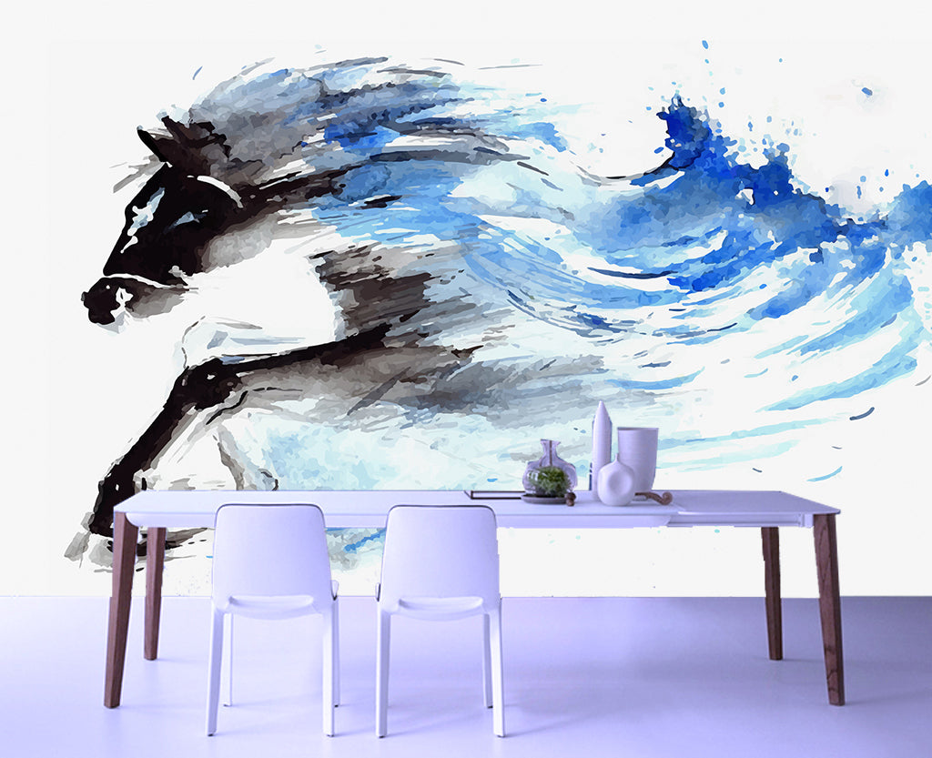 3D Blue Horse WG193 Wall Murals