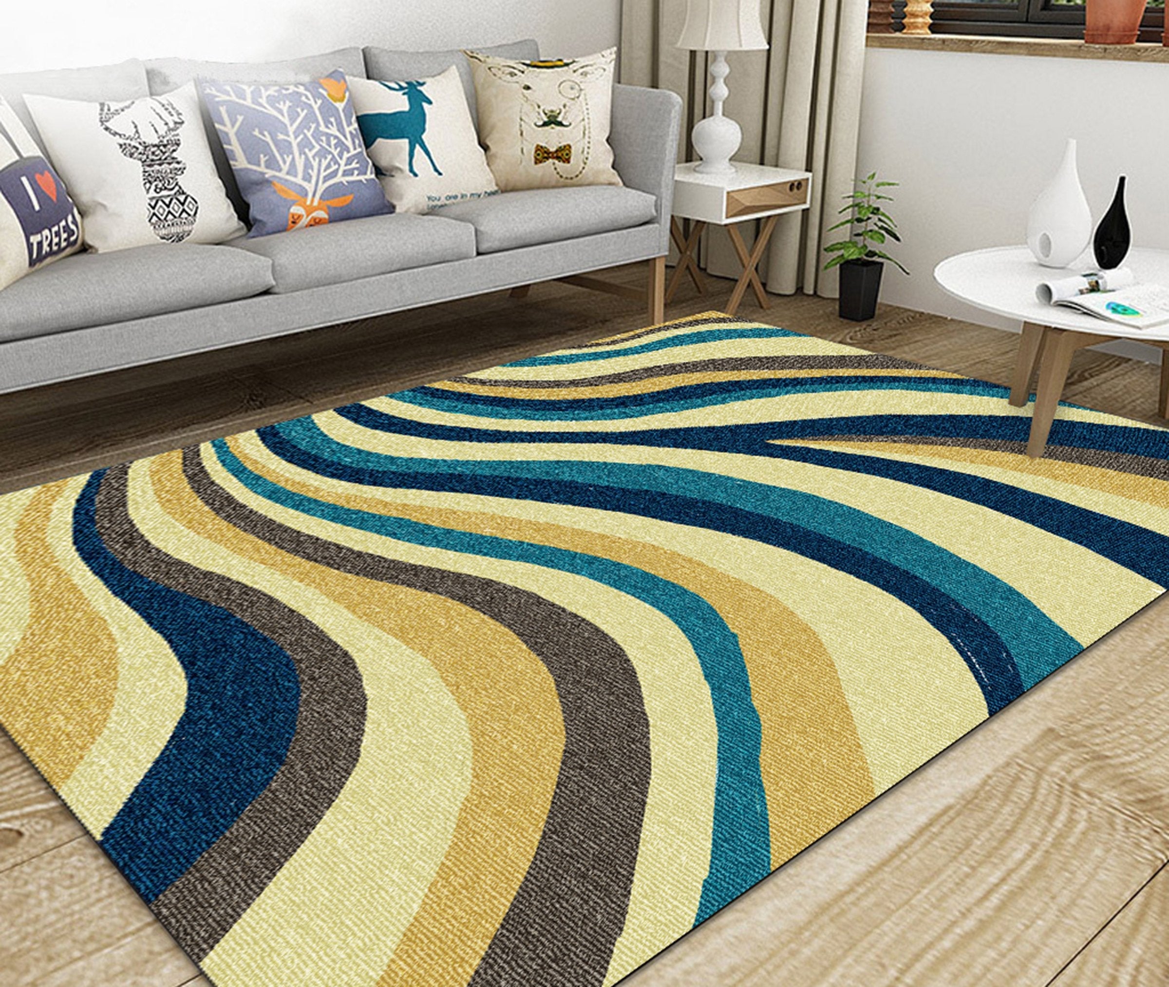 3D Color Wave WG432 Non Slip Rug Mat Mat AJ Creativity Home