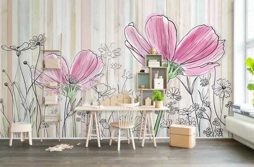 3D Pink Petals WG28 Wall Murals Wallpaper AJ Wallpaper 2