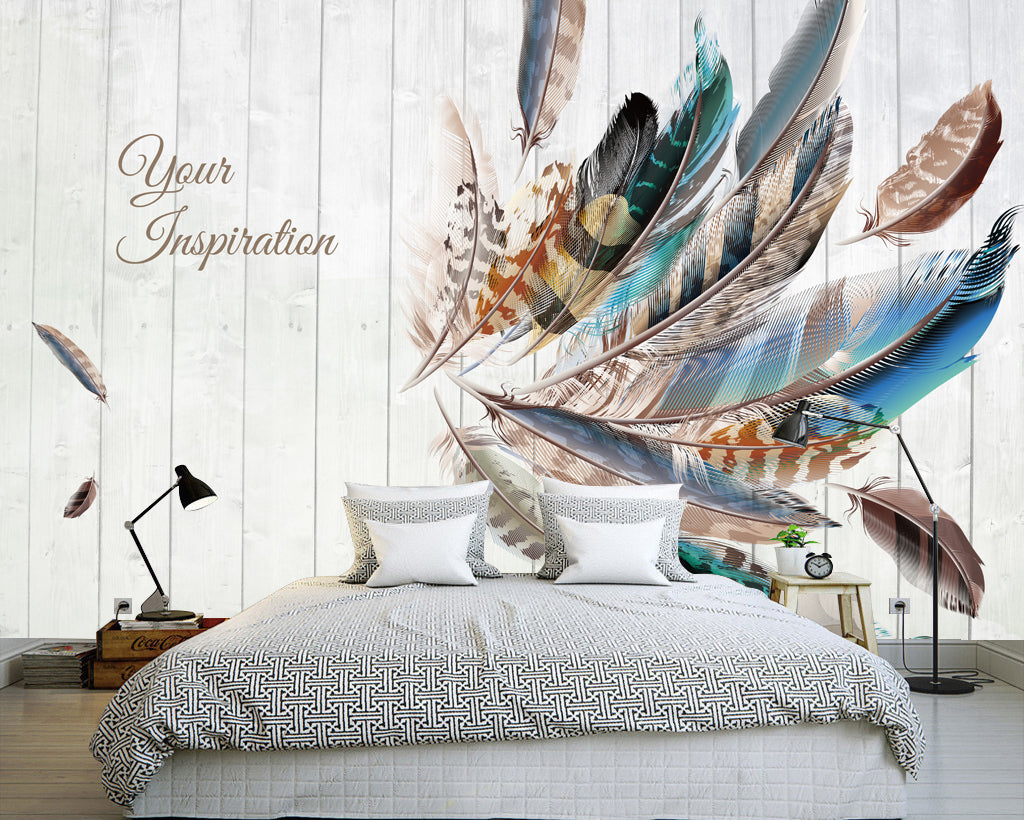 3D Blue Feather WG028 Wall Murals