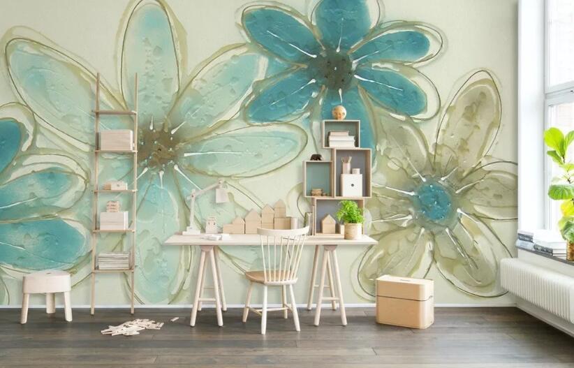 3D Blue Petals WG16 Wall Murals Wallpaper AJ Wallpaper 2